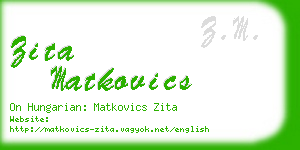 zita matkovics business card